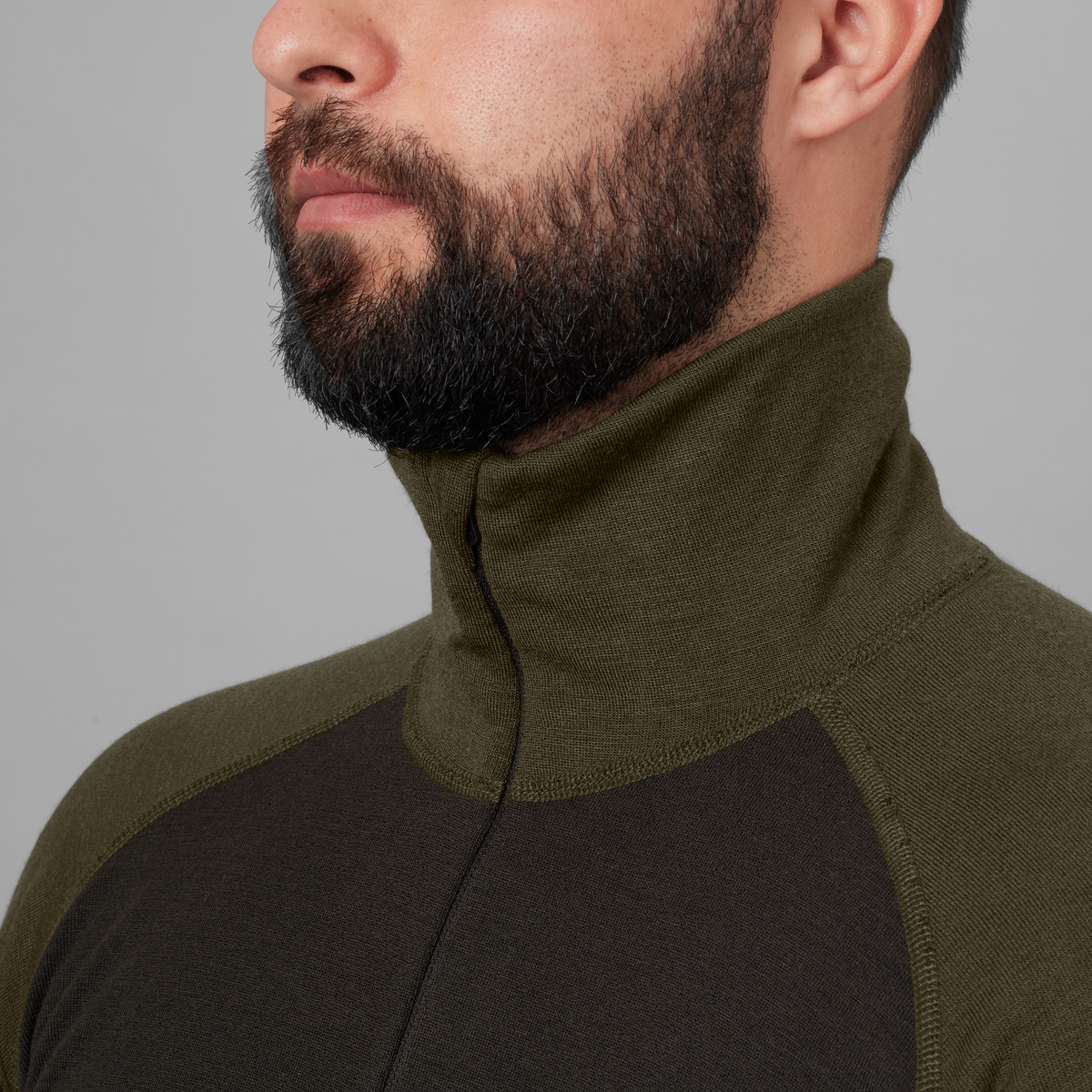 Härkila Base Warm zip neck Gillow Green/Shadow Brown