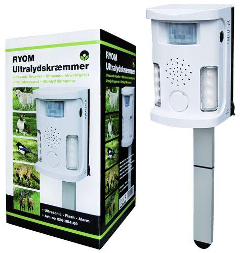 Ryom Ultralydsskræmmer m/alarm, pir-sensor og blitz