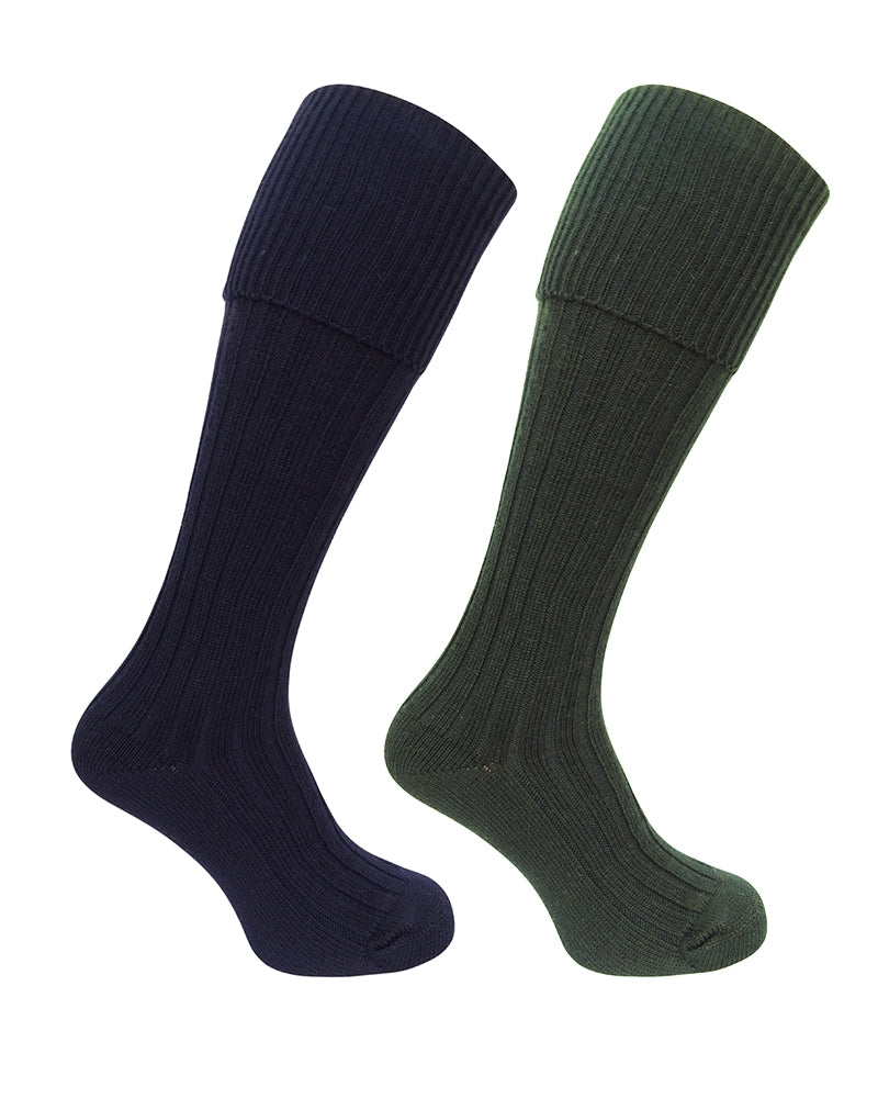 1902 Plain Turnover Top Stockings (Twin Pack