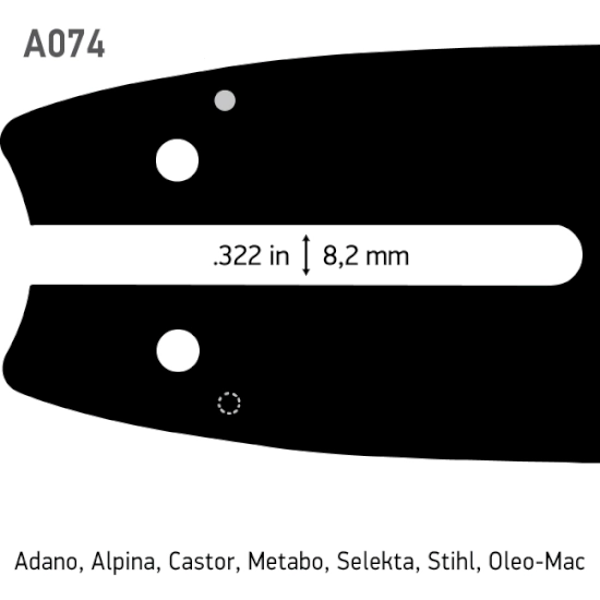 Sværd og kæde sæt 12"- 3/8 -1,3 mm - 44DL - A074