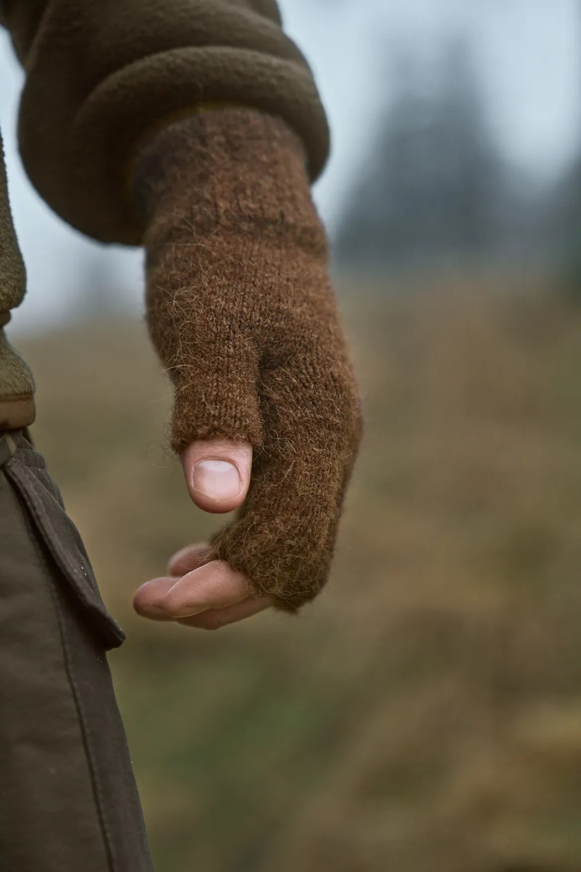 Alpacka Half Finger Handsker Pinecone brown