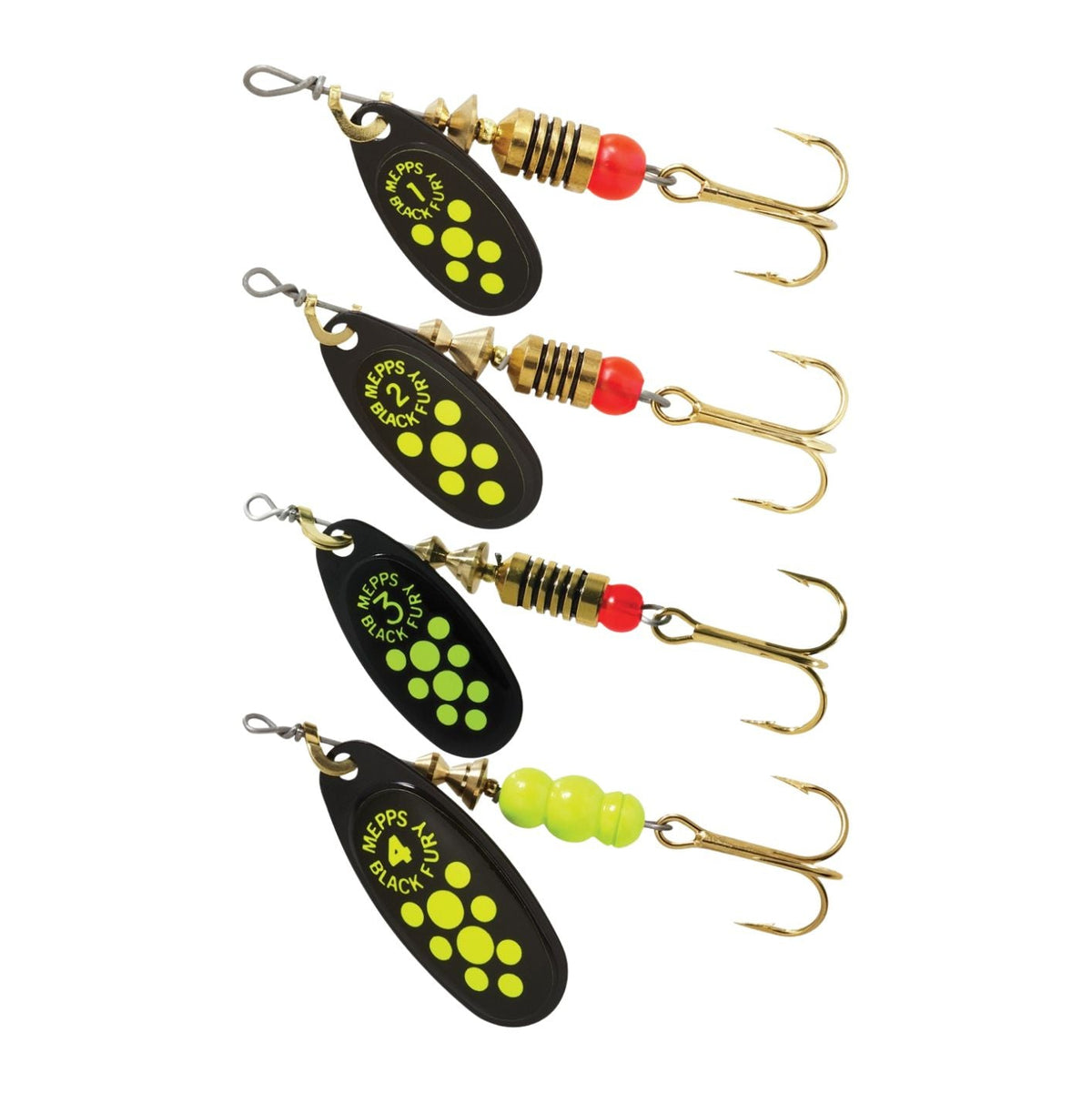 Mepps Black Fury Black Chartreuse Dots