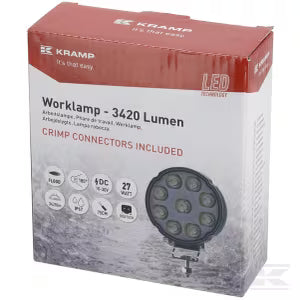 LED arbejdslygte, 27W, 3420 lumen, rund, hvid