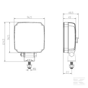 LED arbejdslygte, 27W, 3420 lumen, firkantet, hvid